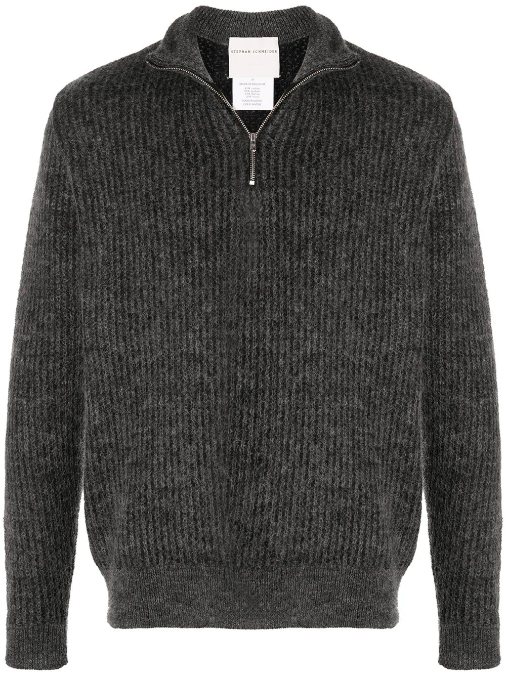 half-zip ribbed sweater - 1