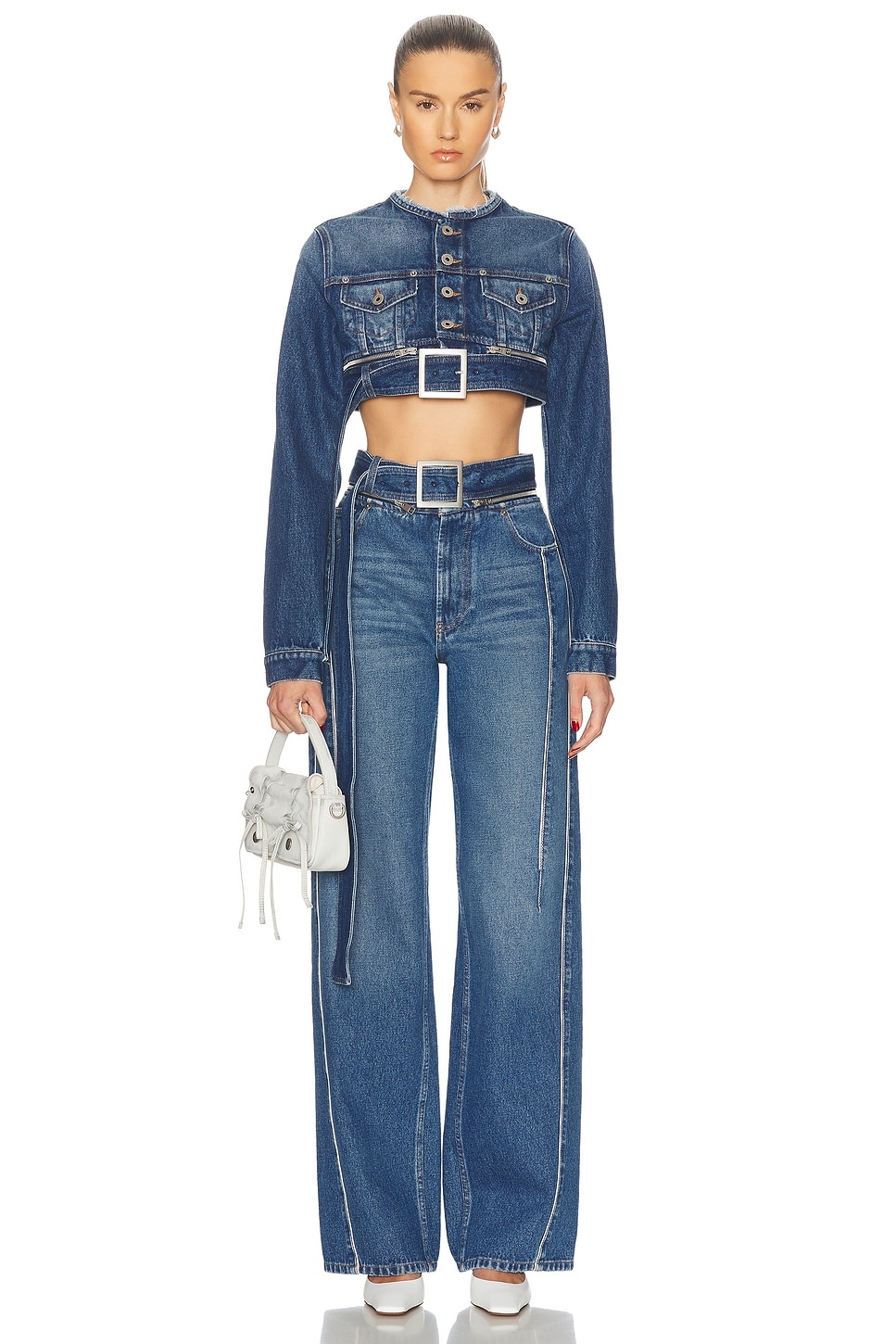 Zip Belt Selvege Detail Wide Leg - 5