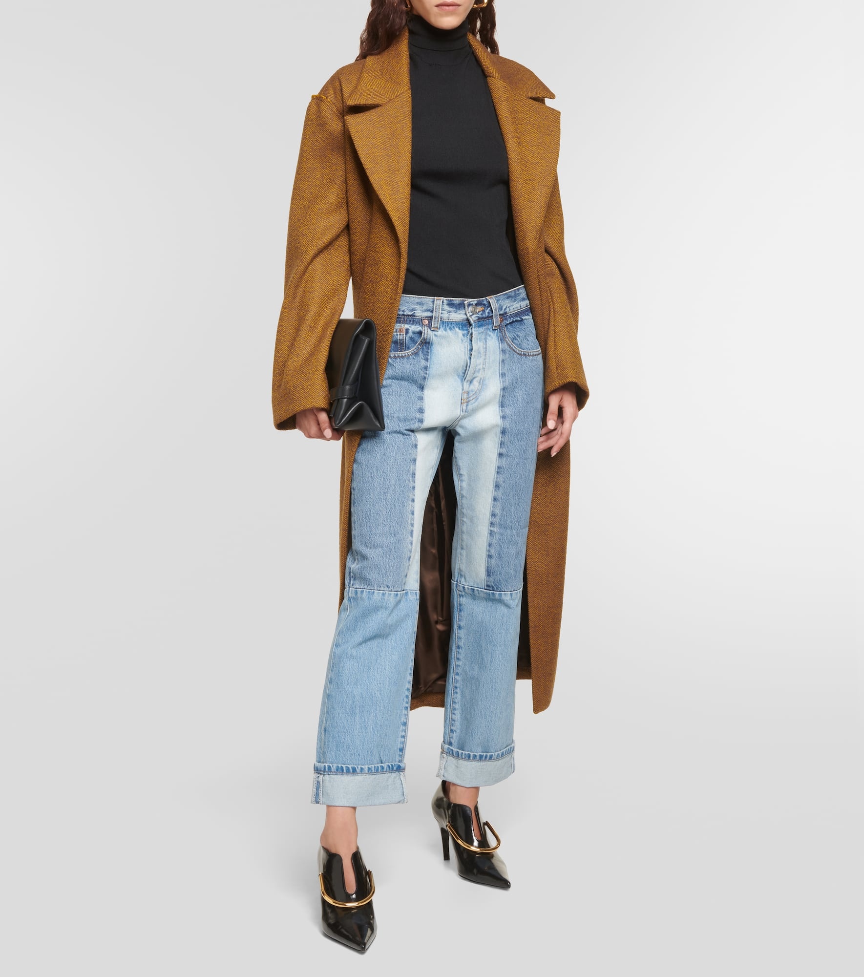 Paneled high-rise straight jeans - 2