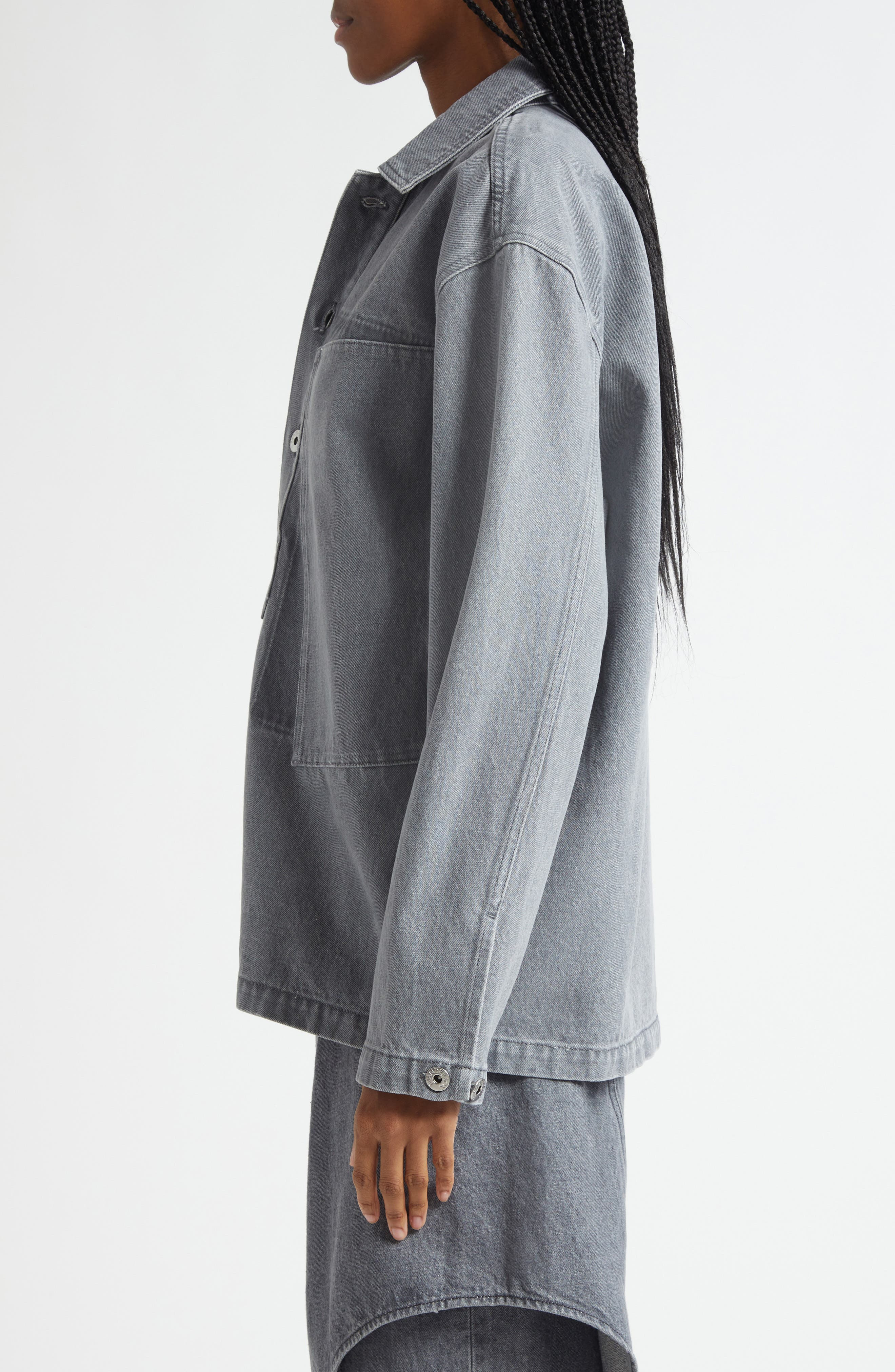 JW Anderson Patch Pocket Denim Rugby Shirt in 906 Light Grey at Nordstrom - 4
