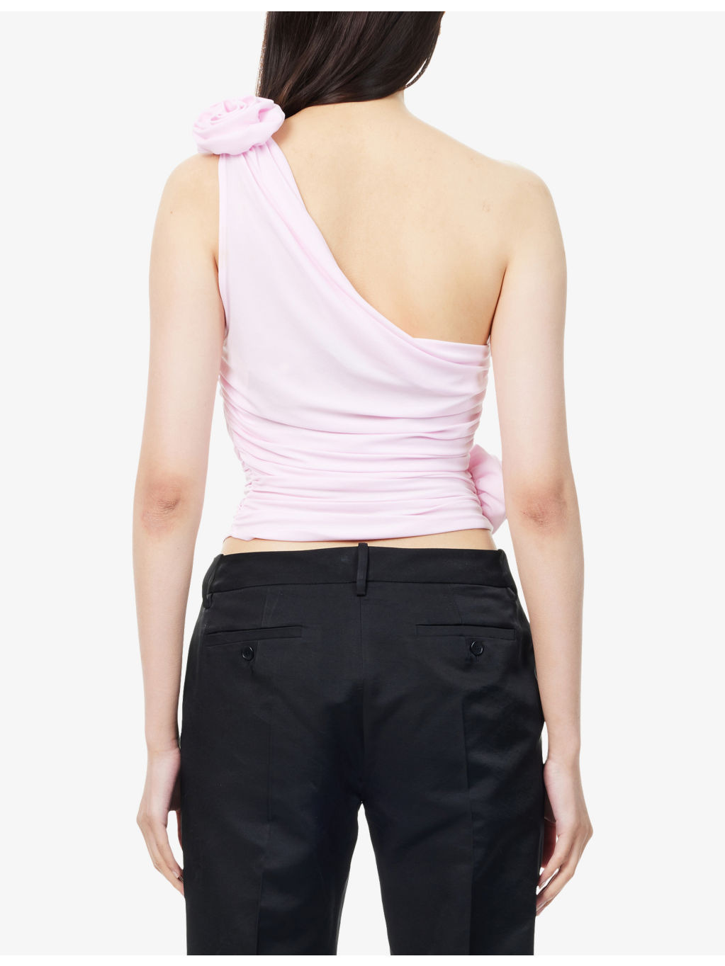 One-Shoulder Floral Stretch-Woven Top - 4