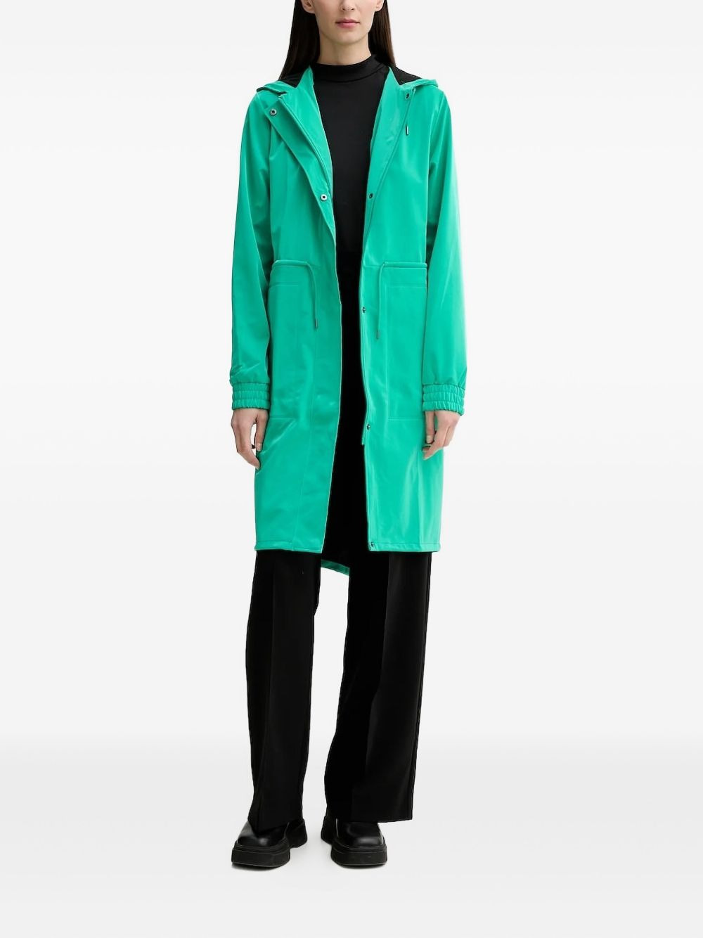 hooded drawstrings raincoat - 3