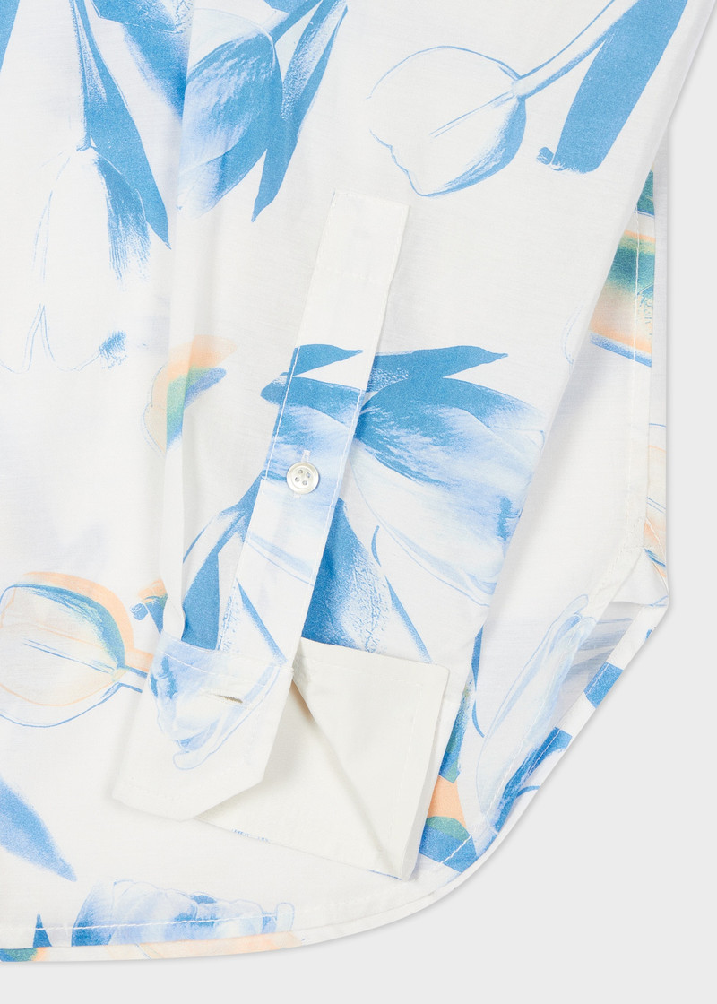 Paul Smith Women's Blue Cotton-Silk 'Tulip' Print Shirt outlook