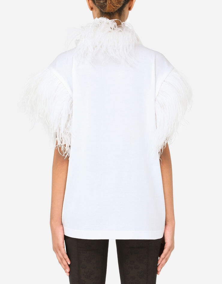 Jersey T-shirt with feathers - 3