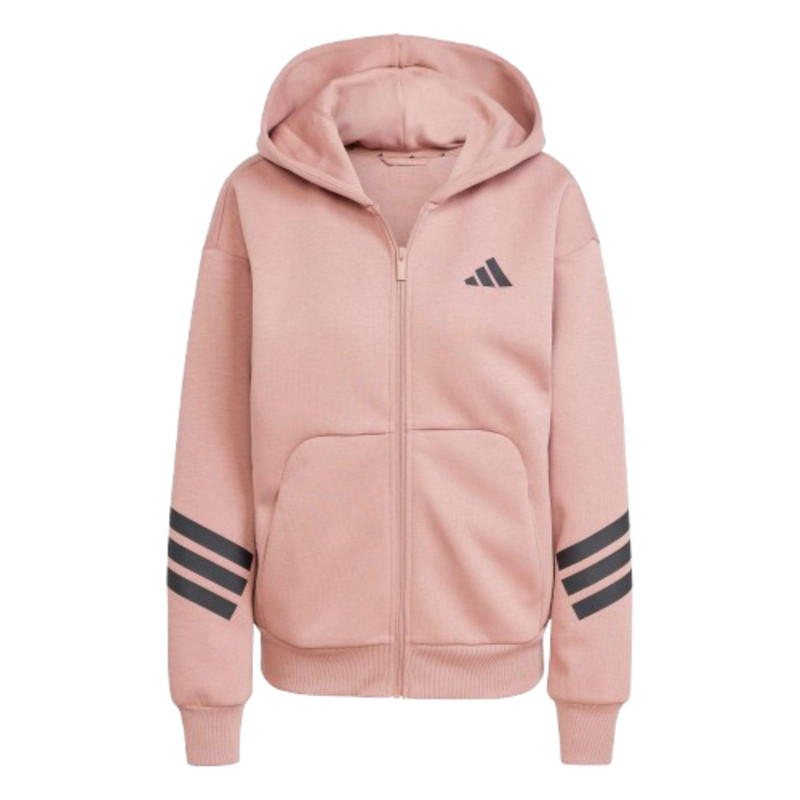 (WMNS) adidas Future Icons 3-Stripes Full-Zip Hoodie 'Pink Black' JE0177 1