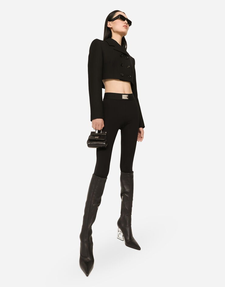Short double-breasted twill jacket - 5