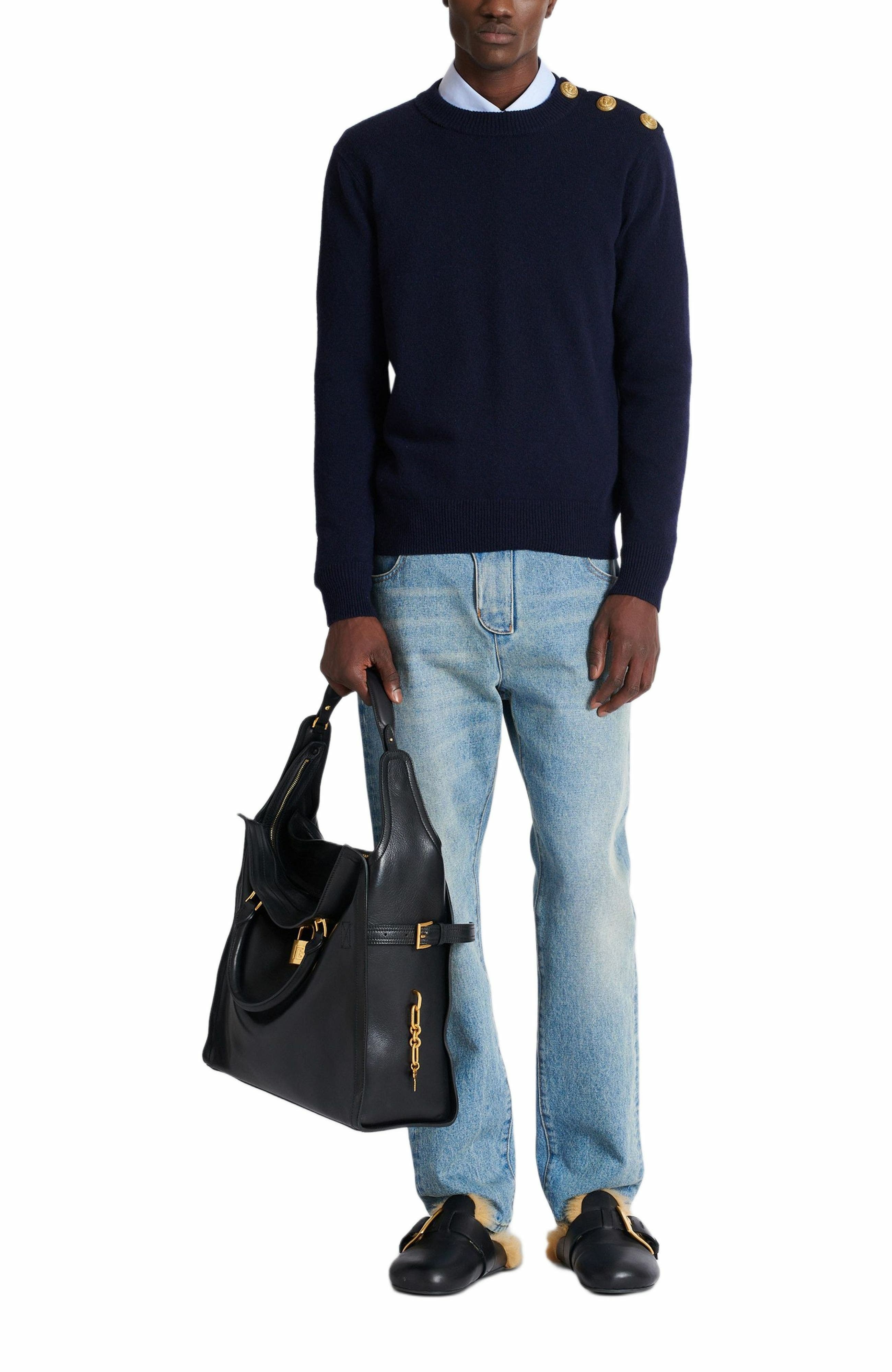 Balmain Eco-cashmere jumper in Navy at Nordstrom - 3