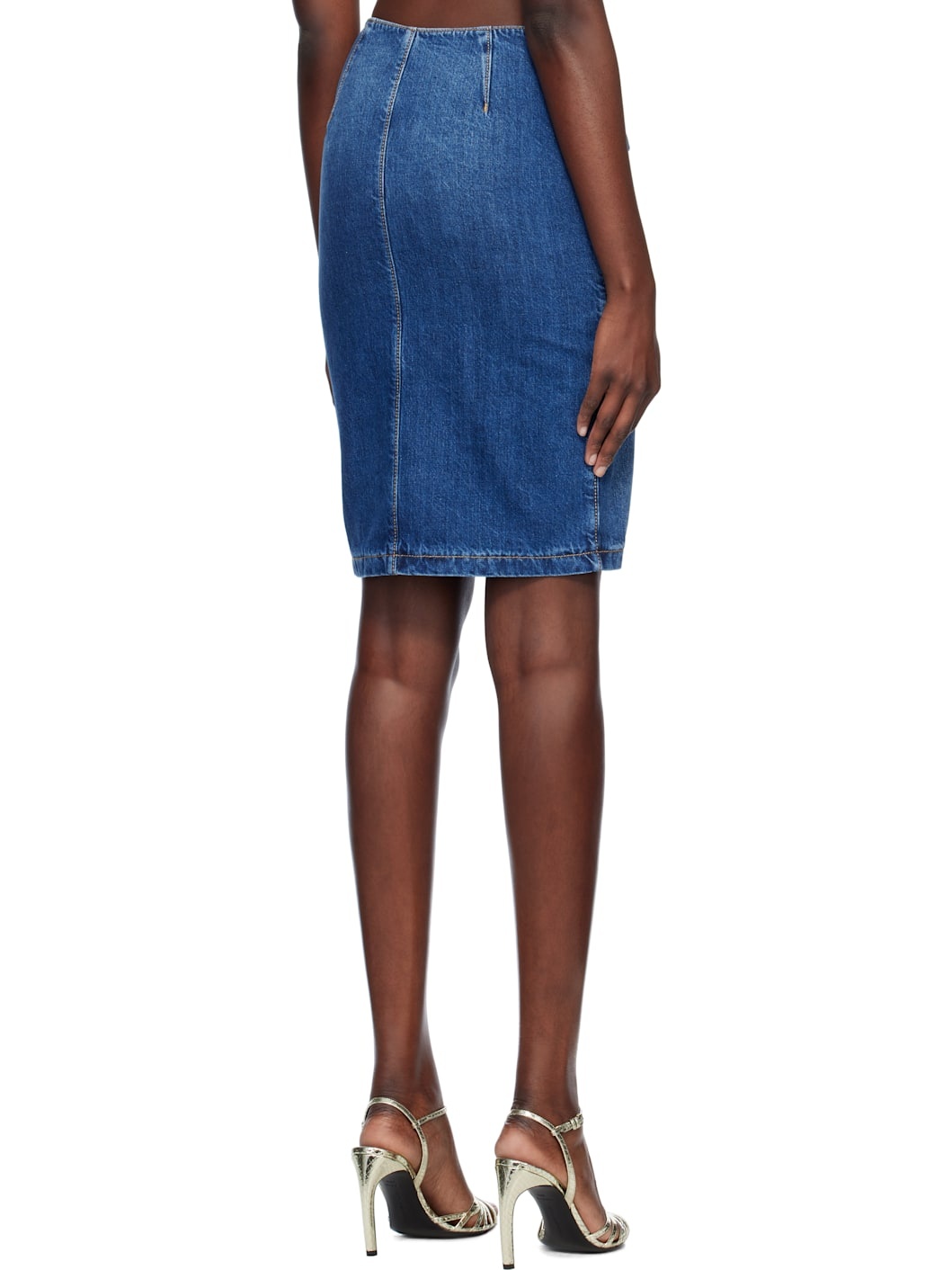 Blue Livia Asymmetric Zip Denim Midi Skirt - 3