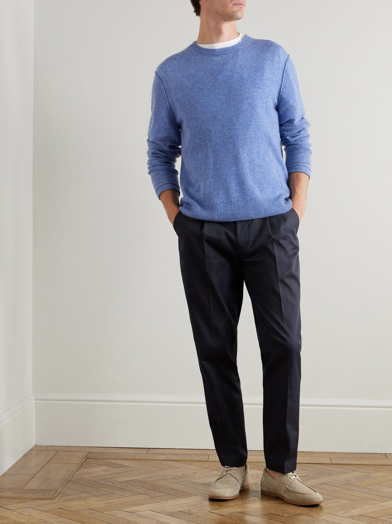 BARENA Straight-Leg Pleated Cotton-Gabardine Trousers Navy outlook