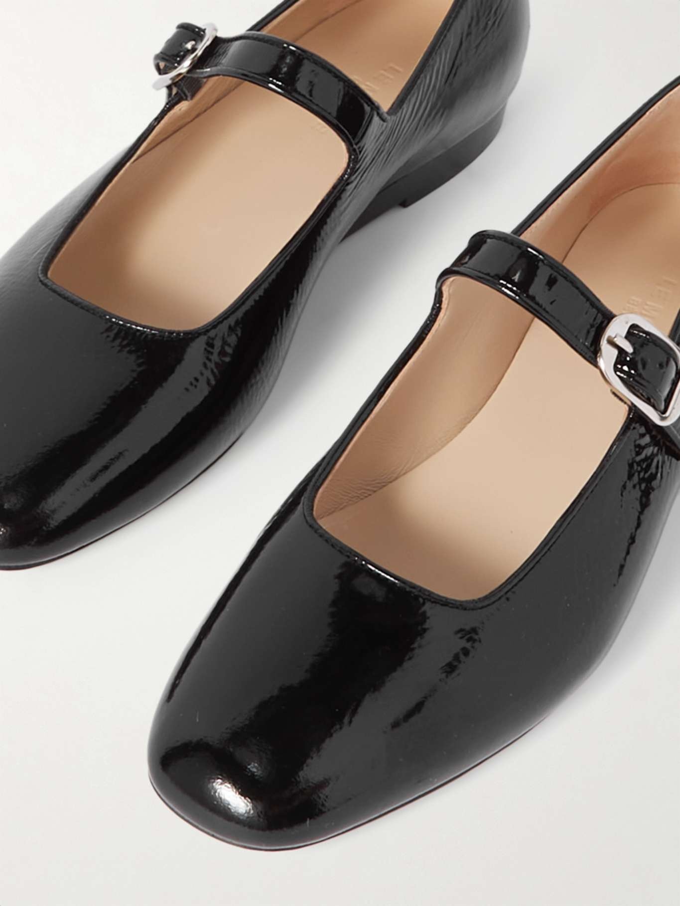 Crinkled patent-leather Mary Jane ballet flats - 4