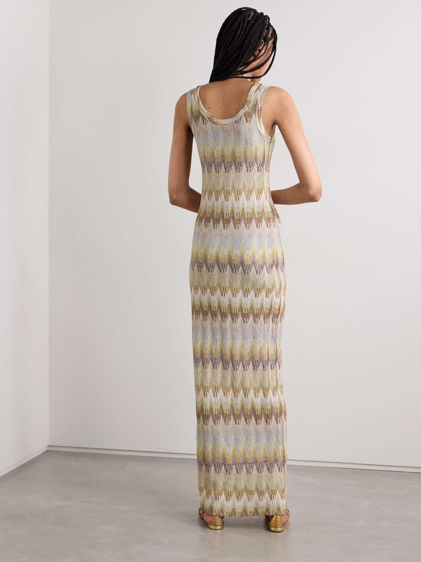 Missoni Metallic striped crochet knit maxi dress REVERSIBLE