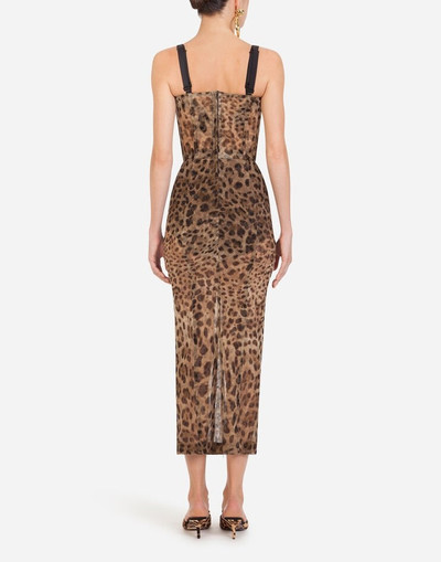 Dolce & Gabbana Longuette tulle dress with leopard print outlook