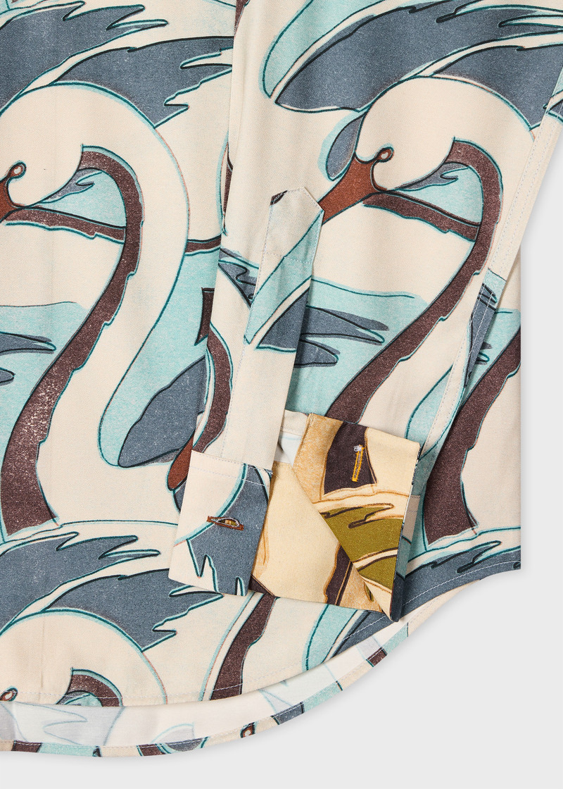 Paul Smith Blue 'Swan' Print Viscose-Blend Shirt outlook