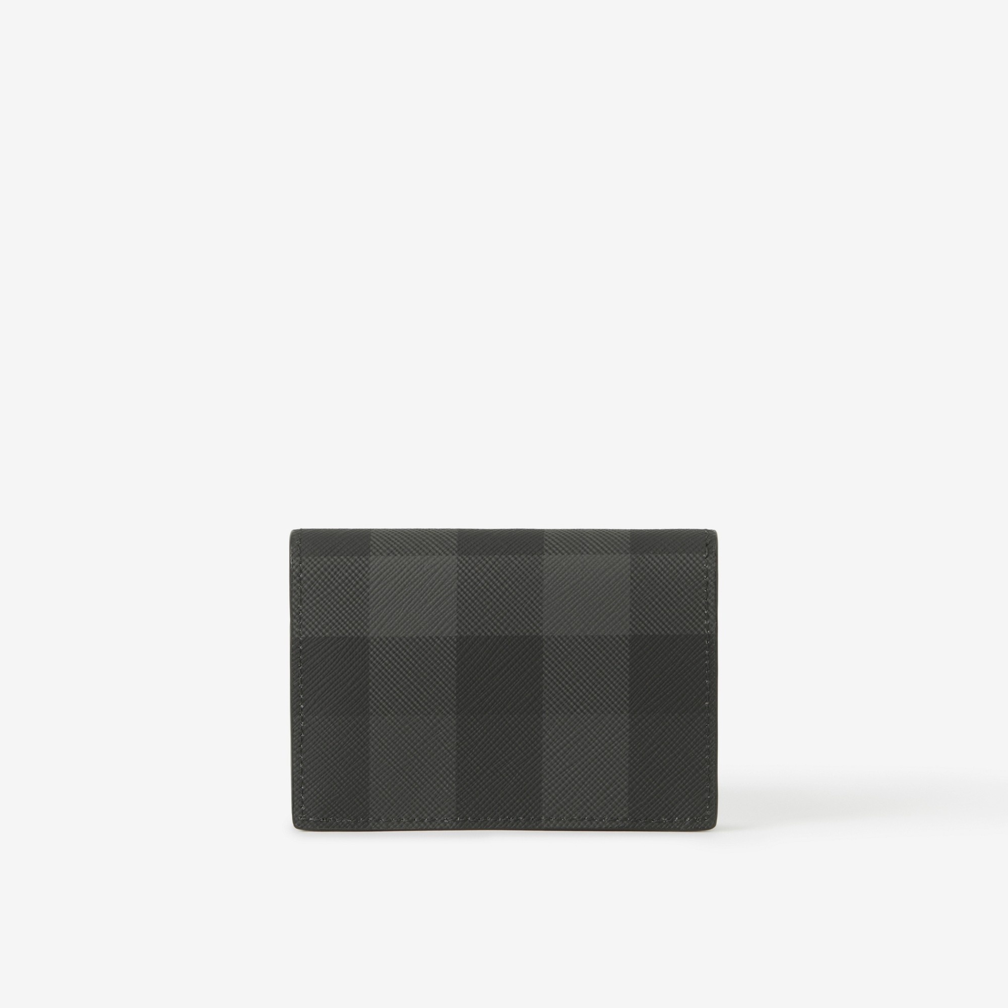 Check and Leather Folding Card Case - 3