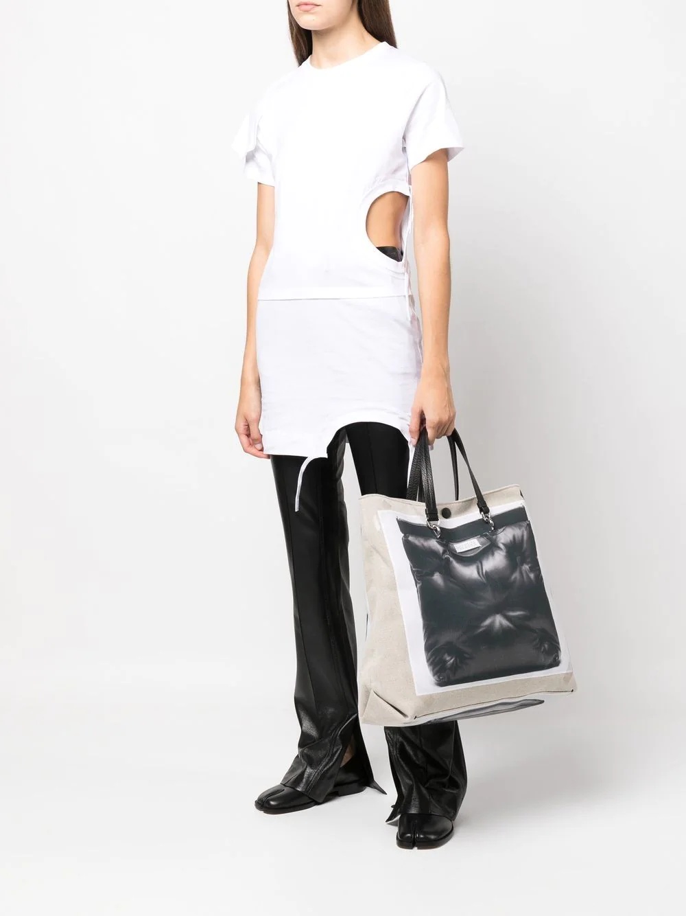 graphic-print linen tote bag - 2