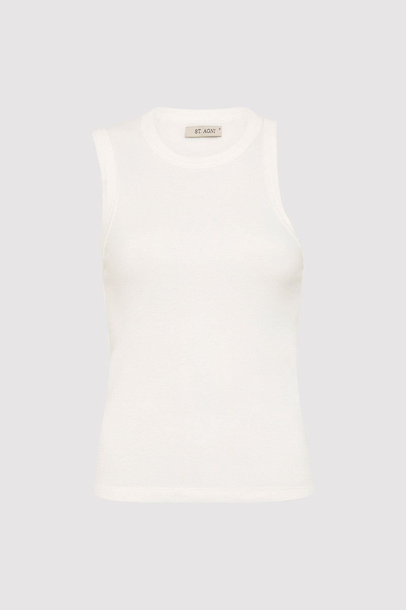 Organic Cotton Asymmetric Tank - White 4