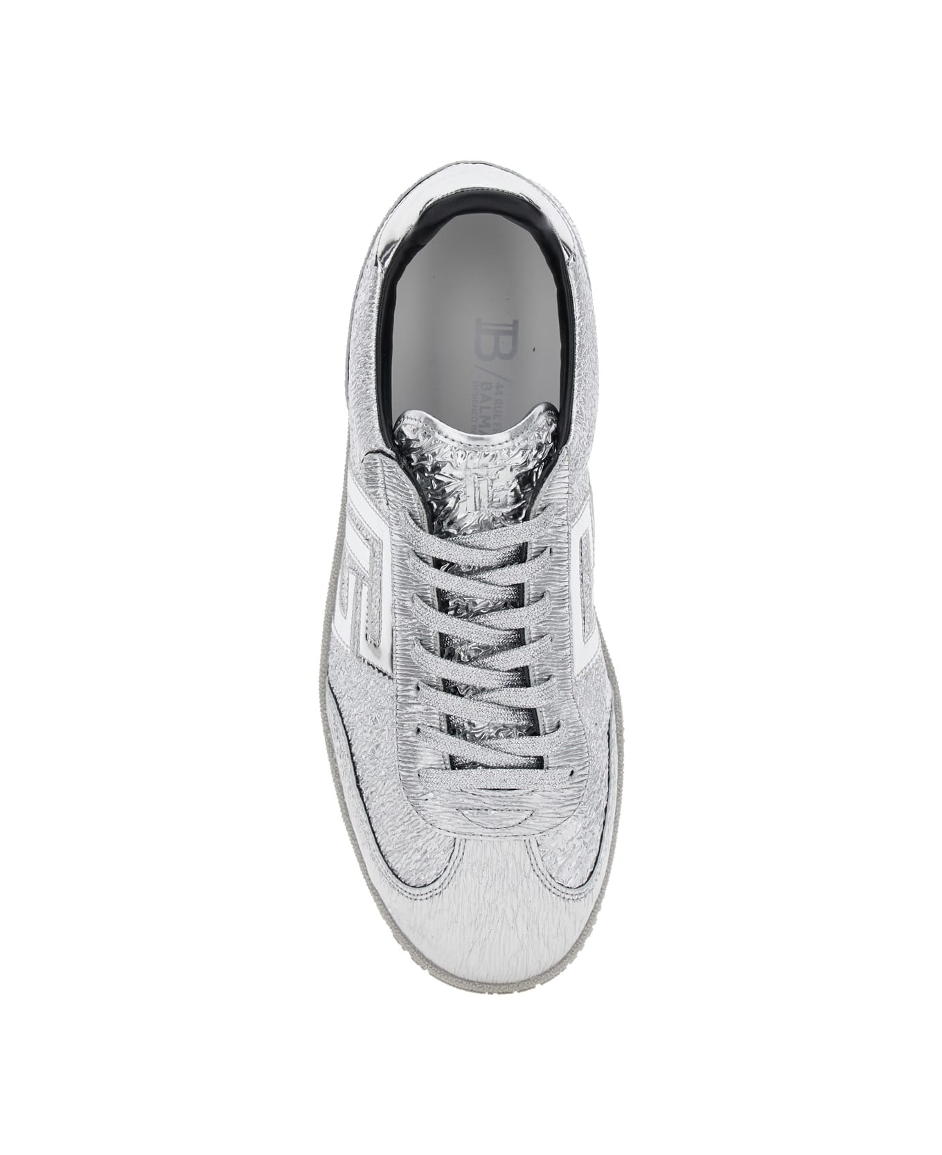 'swan' Silver Colored Low Top Sneakers With Logo Detail In Metallic Leather And Tech Fabric Man - 4