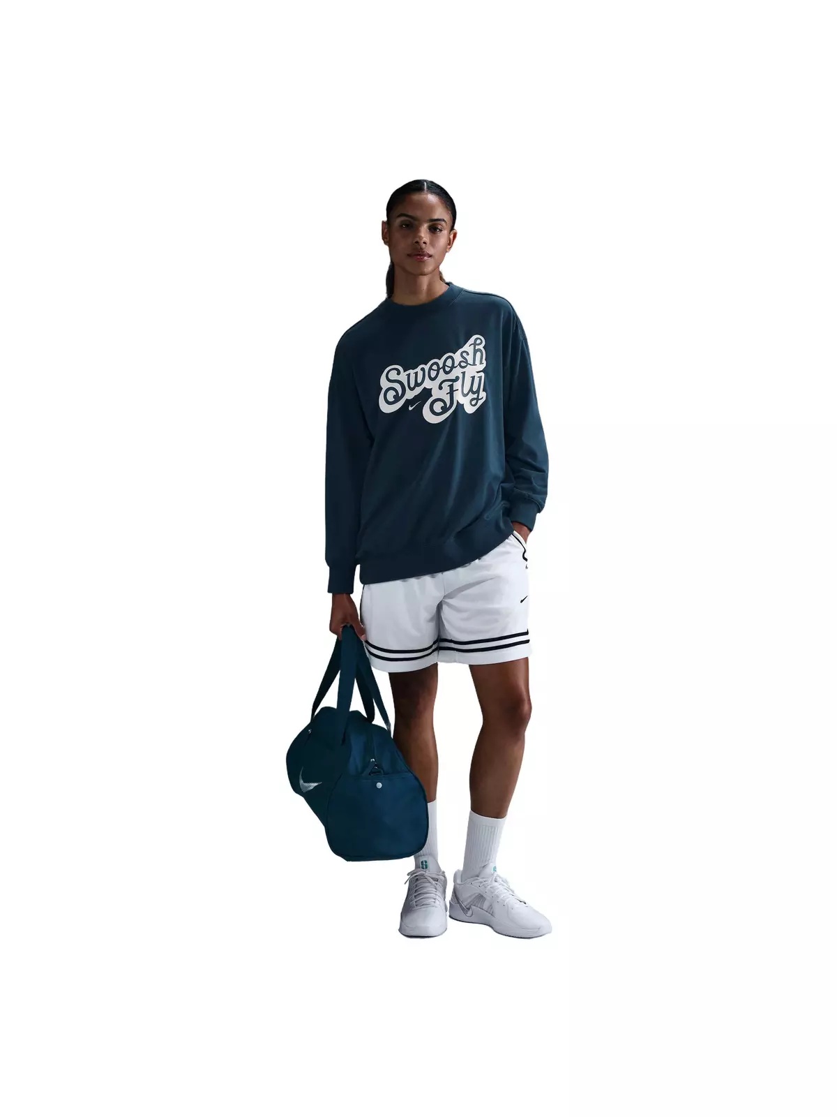 Women's Swoosh Fly SSNL Dri-FIT Oversized French Terry Basketball Sweatshirt -Navy - 4