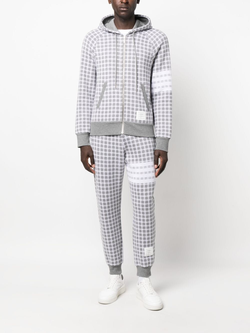 checked jacquard track pants - 2