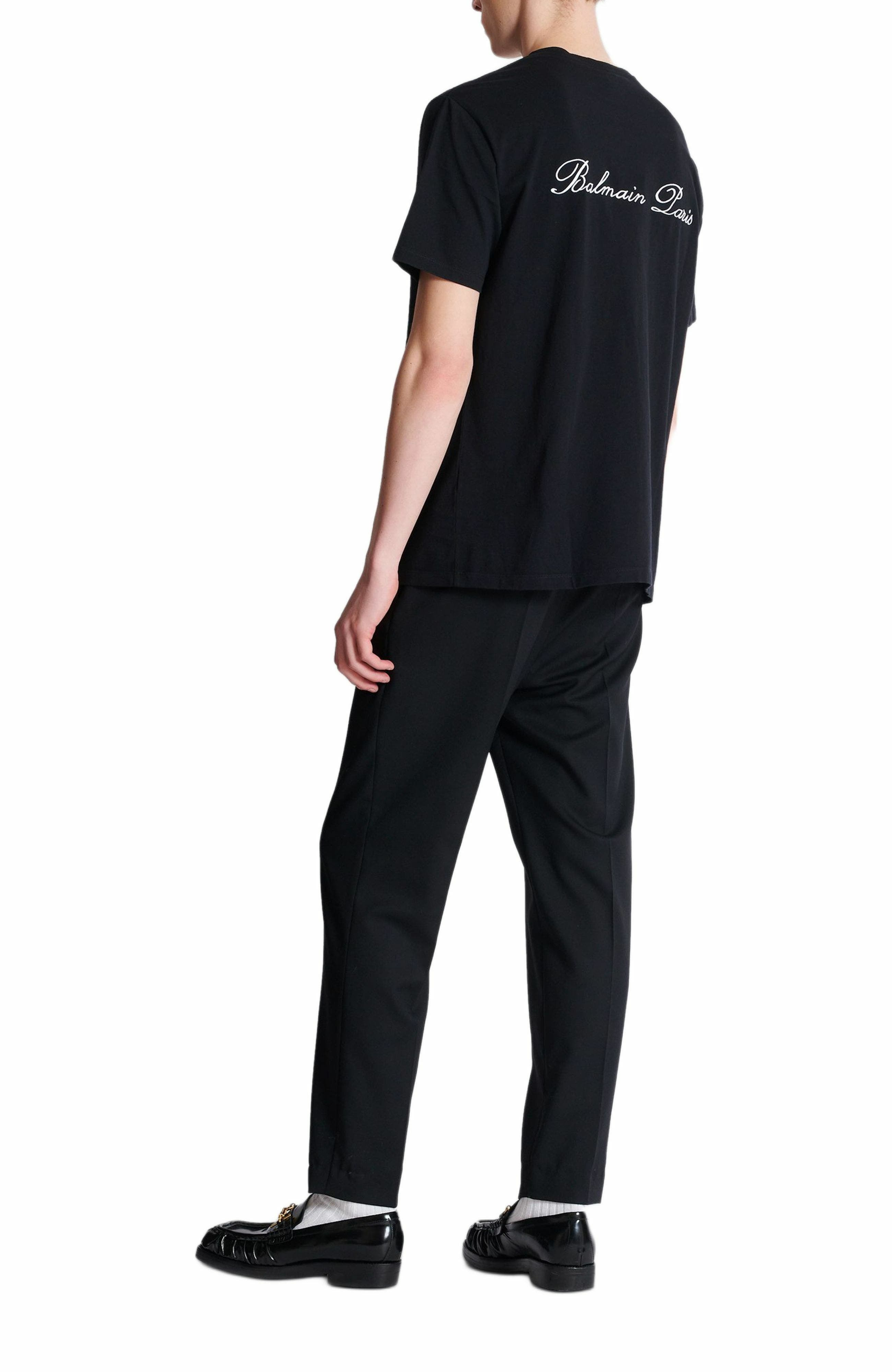 Embroidered Balmain Signature T-shirt in Black at Nordstrom - 4