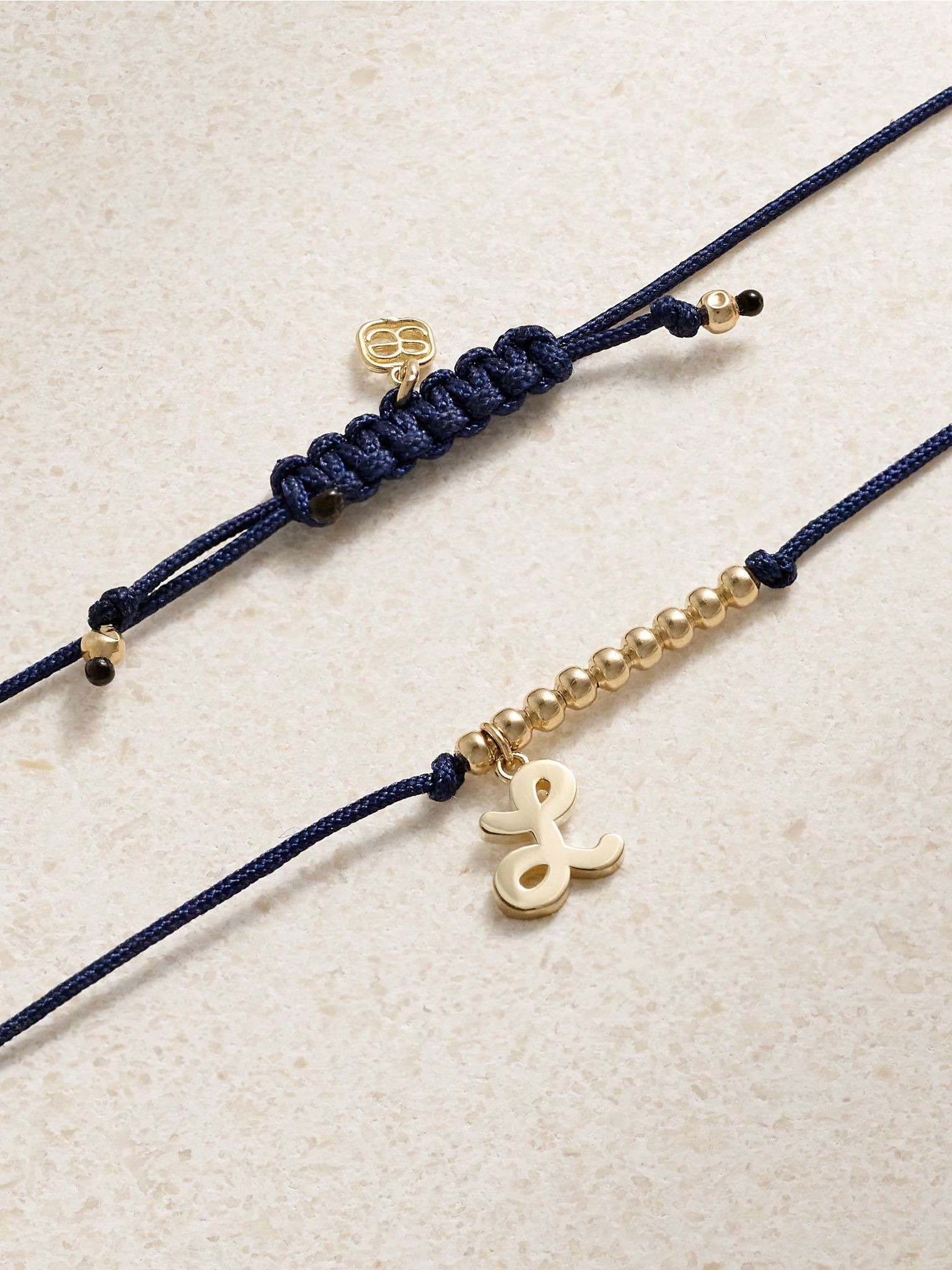 Initial 14-karat gold and cord bracelet Navy - 4