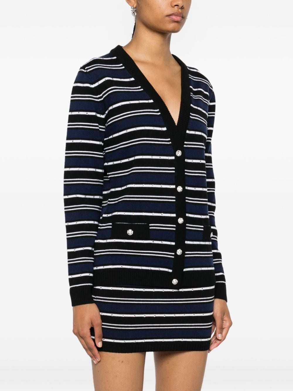 crystal-embellished striped cardigan - 3