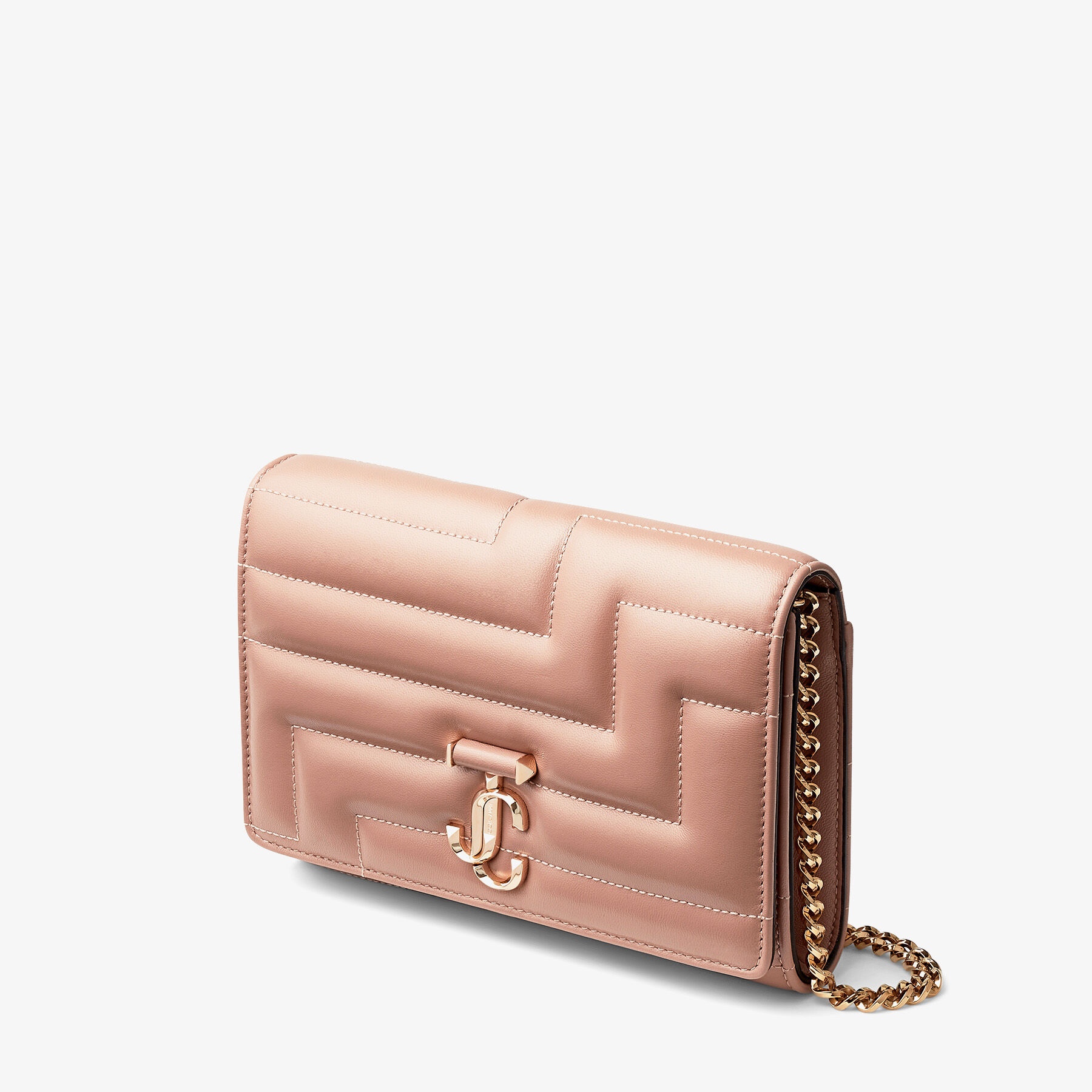 Varenne Avenue Clutch
Ballet Pink Quilted Nappa Leather Clutch Bag with Light Gold JC Emblem - 5