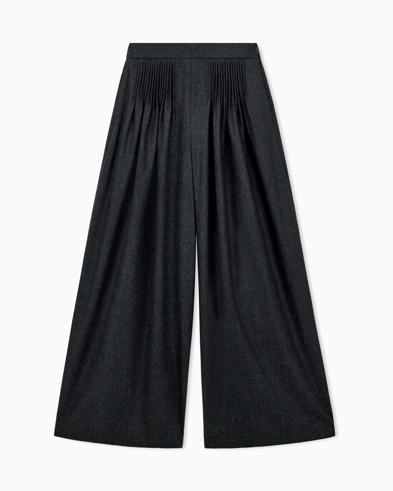 HIGH-WAISTED PLEATED TROUSERS IN WOOL AND CASHMERE FLANNEL - 1