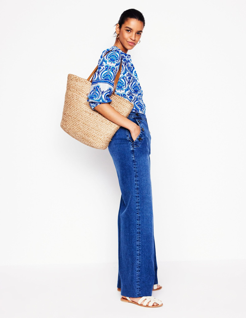 Alicia Linen Top-Blue, Ornamental Floral 7