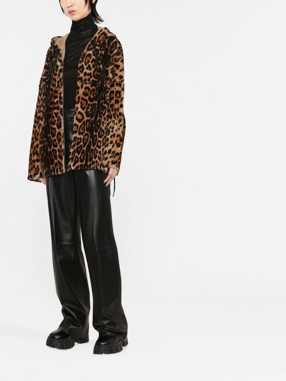 animal-print lambs wool jacket - 2