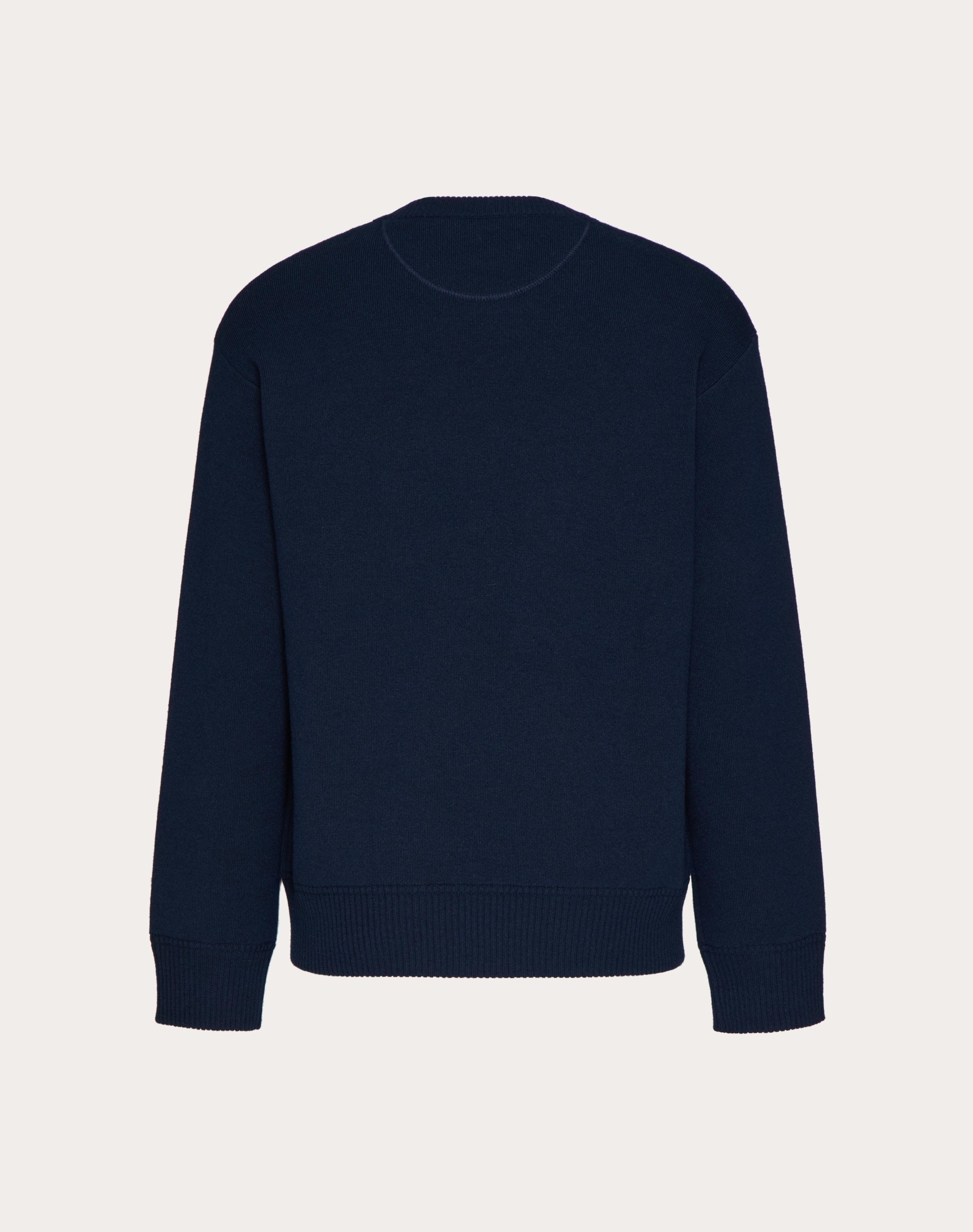 CREWNECK WOOL SWEATER WITH VALENTINO EMBROIDERY - 2