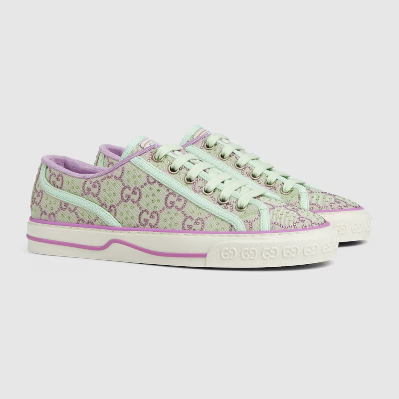 Gucci Tennis 1977 GG Crystals Canvas Sneakers - 2