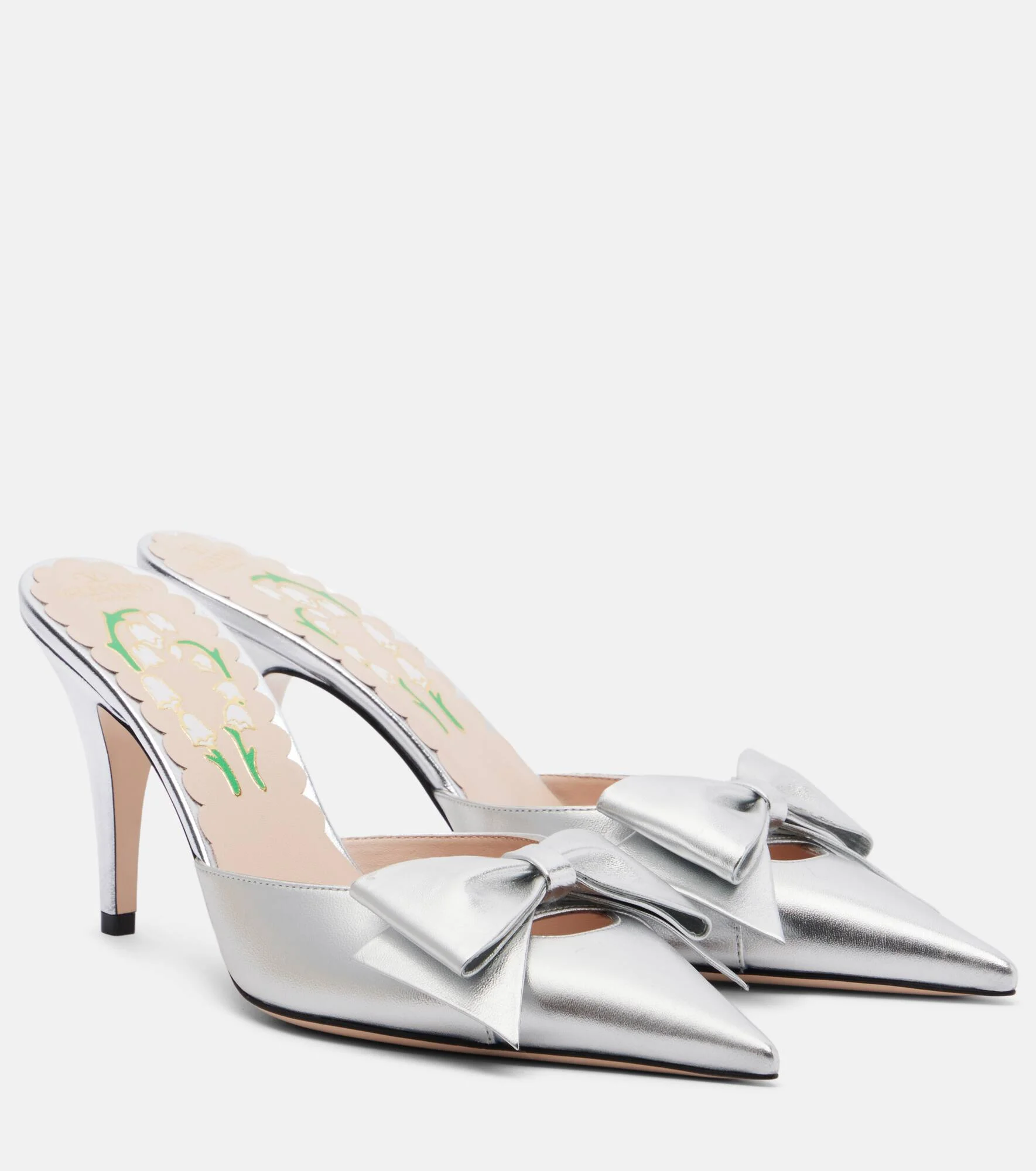 Metallic leather mules - 1