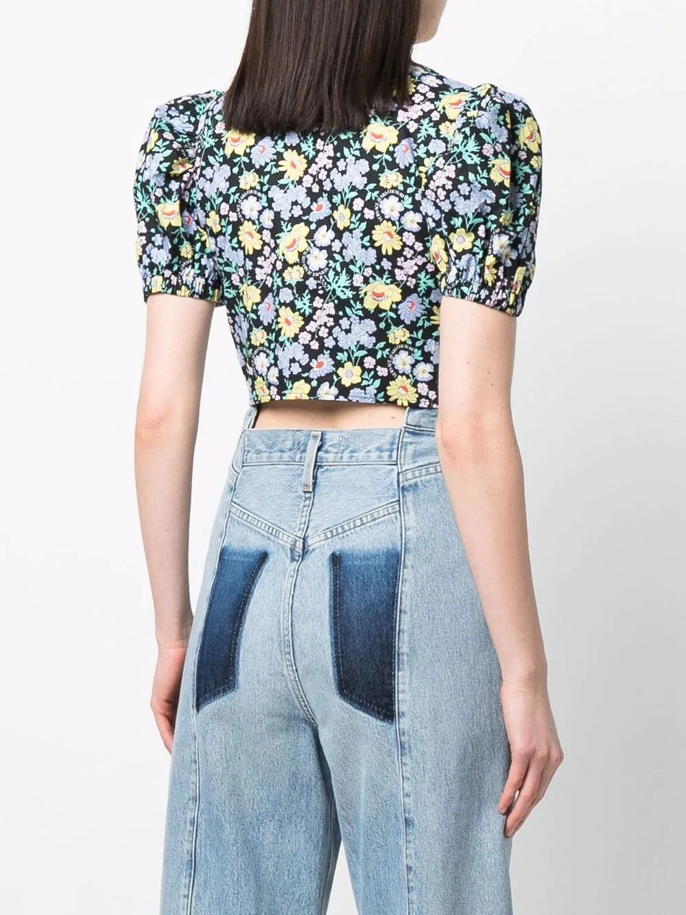 floral-print crop top - 4