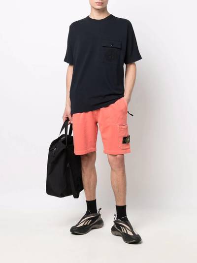 Stone Island malfilé fleece logo patch shorts outlook