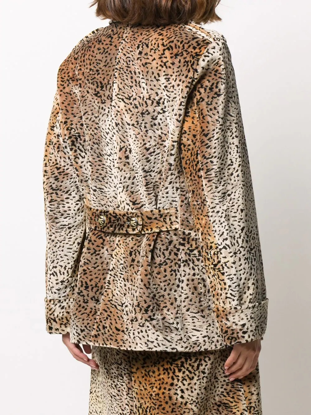 animal-print jacquard peacoat - 4