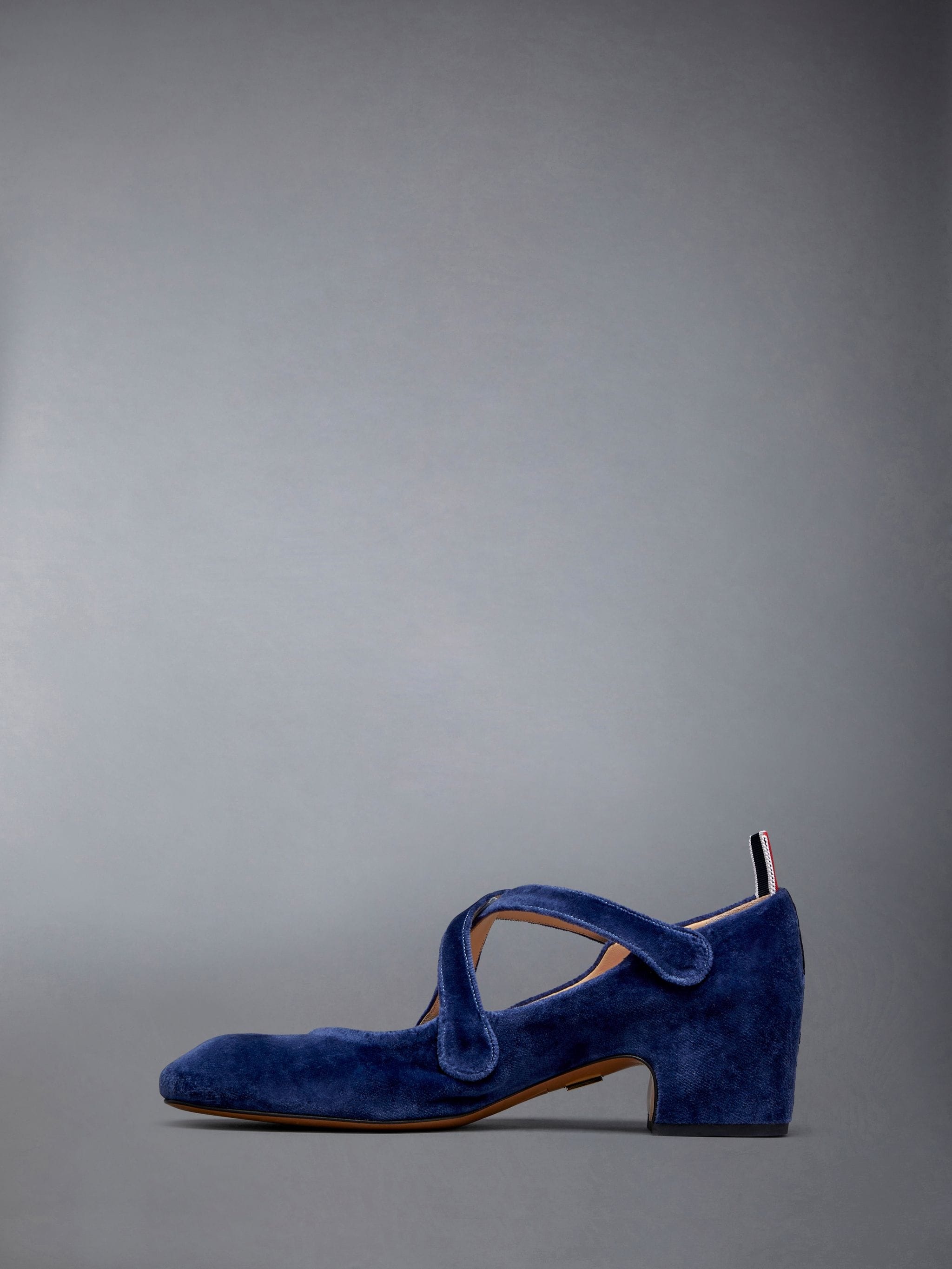 Velvet Criss Cross Button 40mm Block Heel Thom John - 3