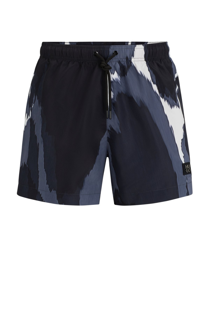 SEASONAL-PRINT QUICK-DRY SWIM SHORTS WITH METALLIC LOGO 1