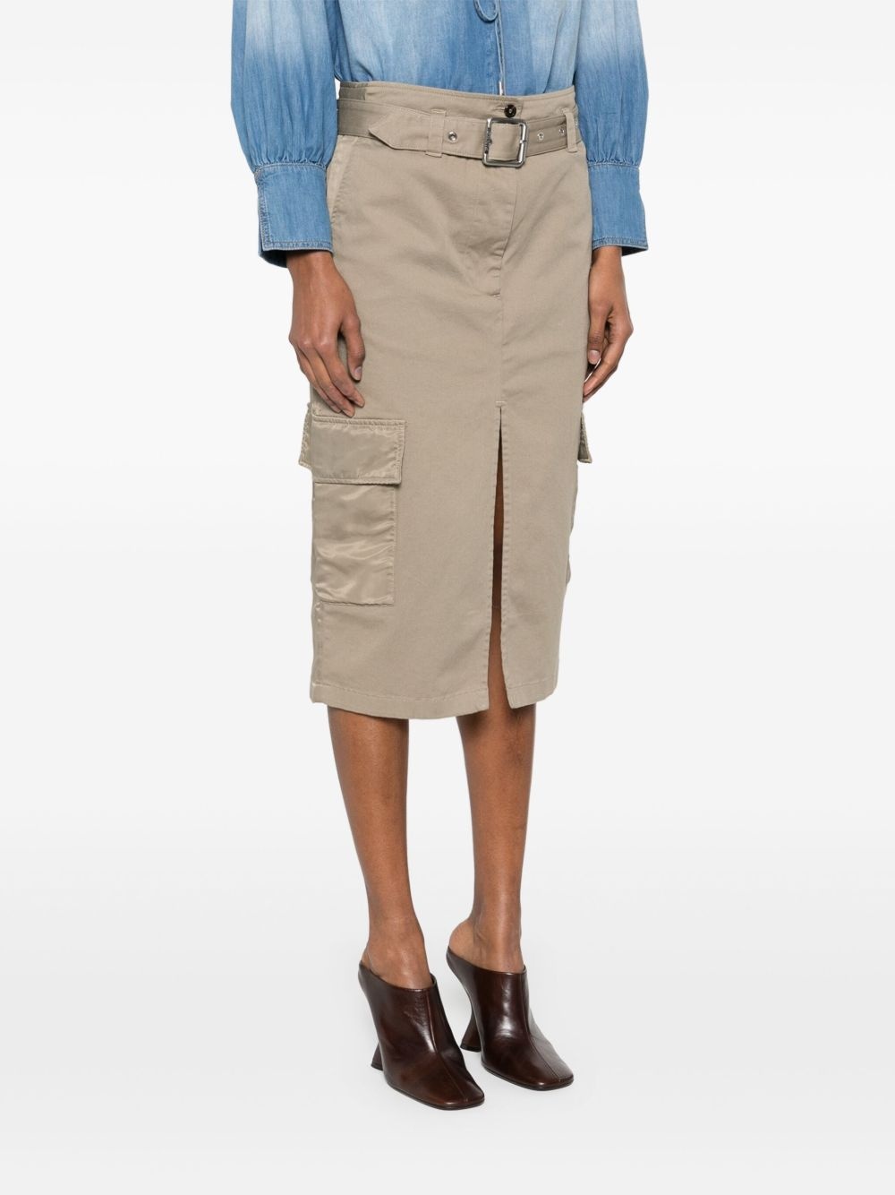 belted cargo midi skirt - 3