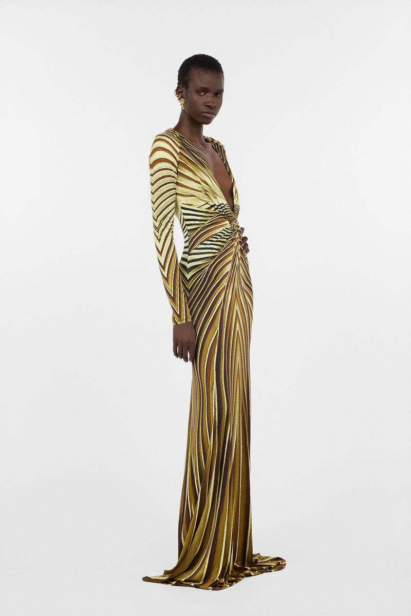 Extra-Long Dress with Ray Of Gold Print 3