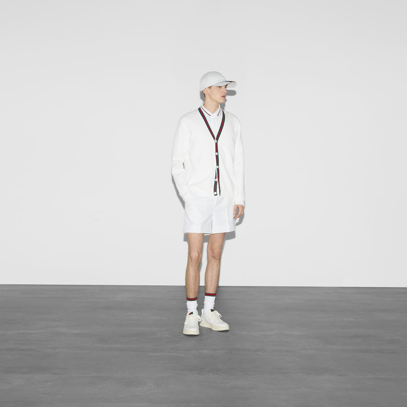 GUCCI Cotton knit cardigan with Web outlook