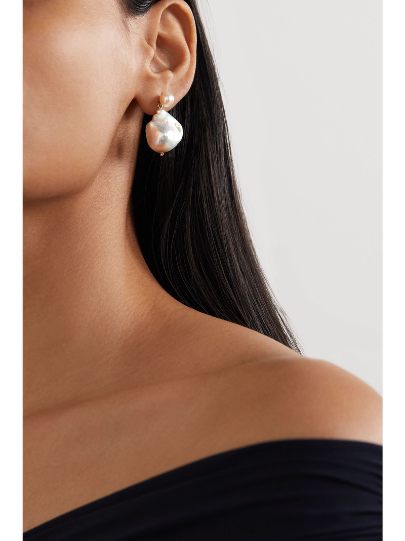 MATEO Duality 14-karat gold pearl earrings Gold outlook