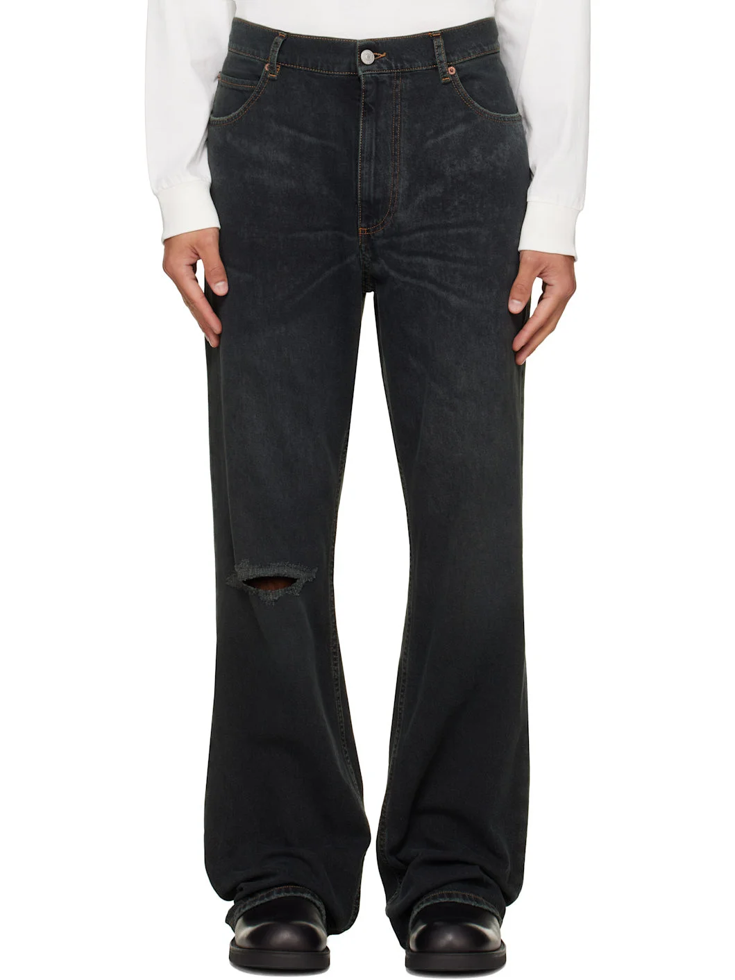 Navy Straight-Leg Jeans - 1