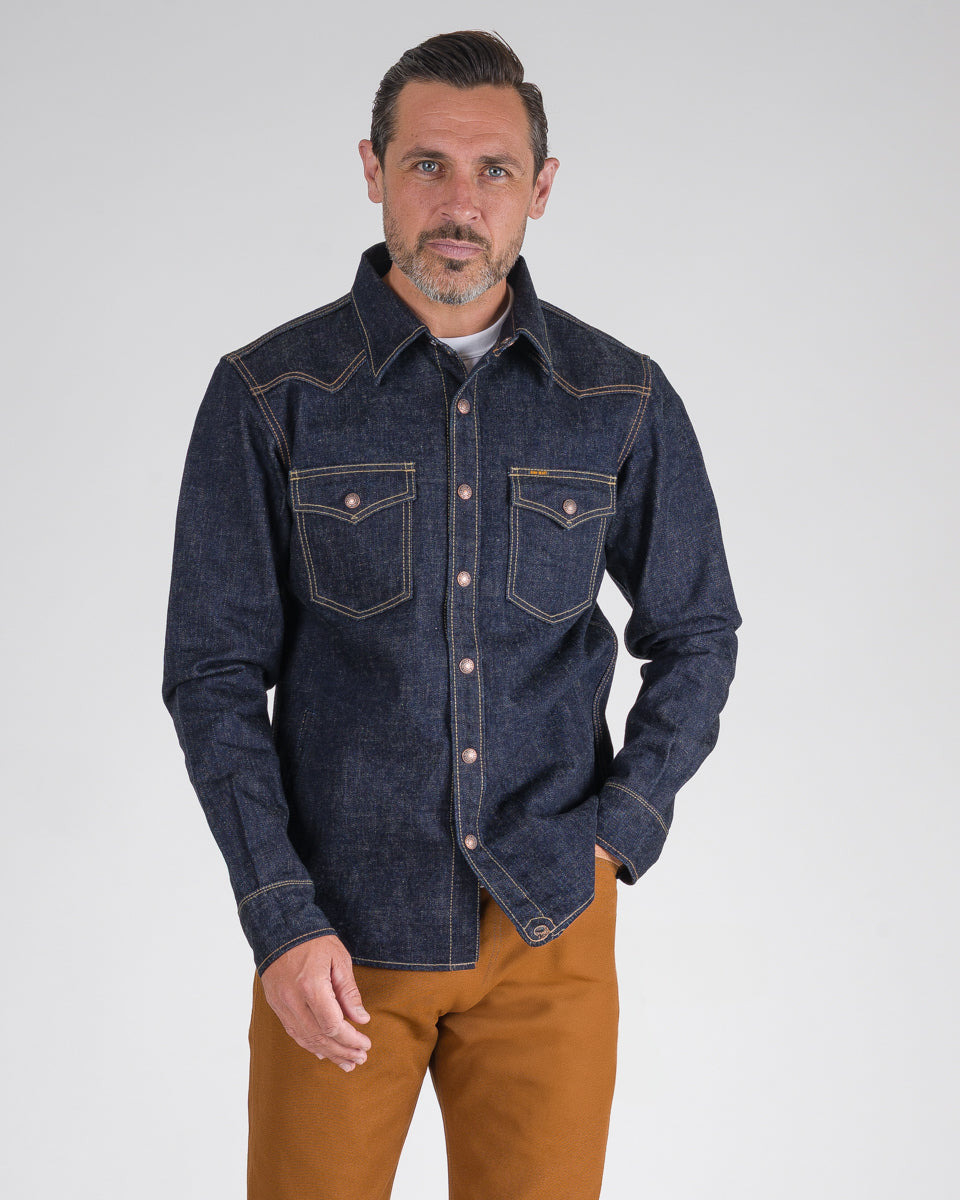 IHSH-292-IND 18oz Vintage Selvedge Denim CPO Shirt - Indigo - 2