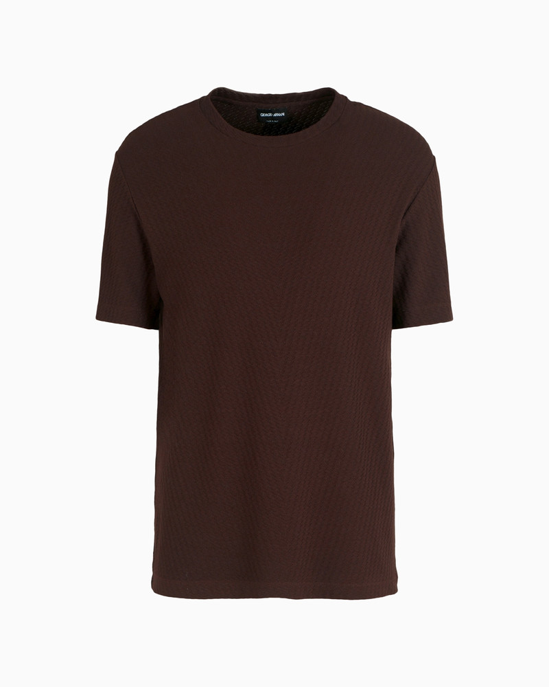 Viscose and cashmere jacquard jersey crew-neck T-shirt 1
