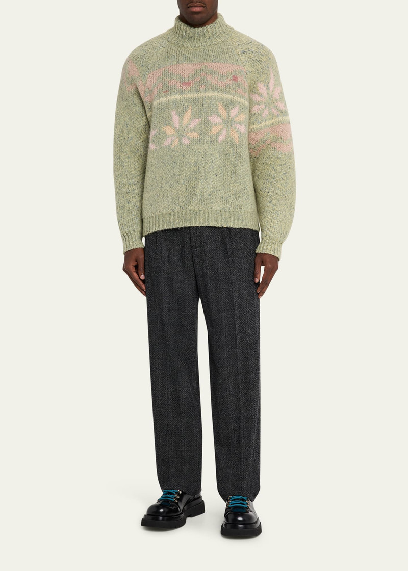 MAGLIANO Men's Regolatore Relaxed Wool Herringbone Pleated Pants outlook