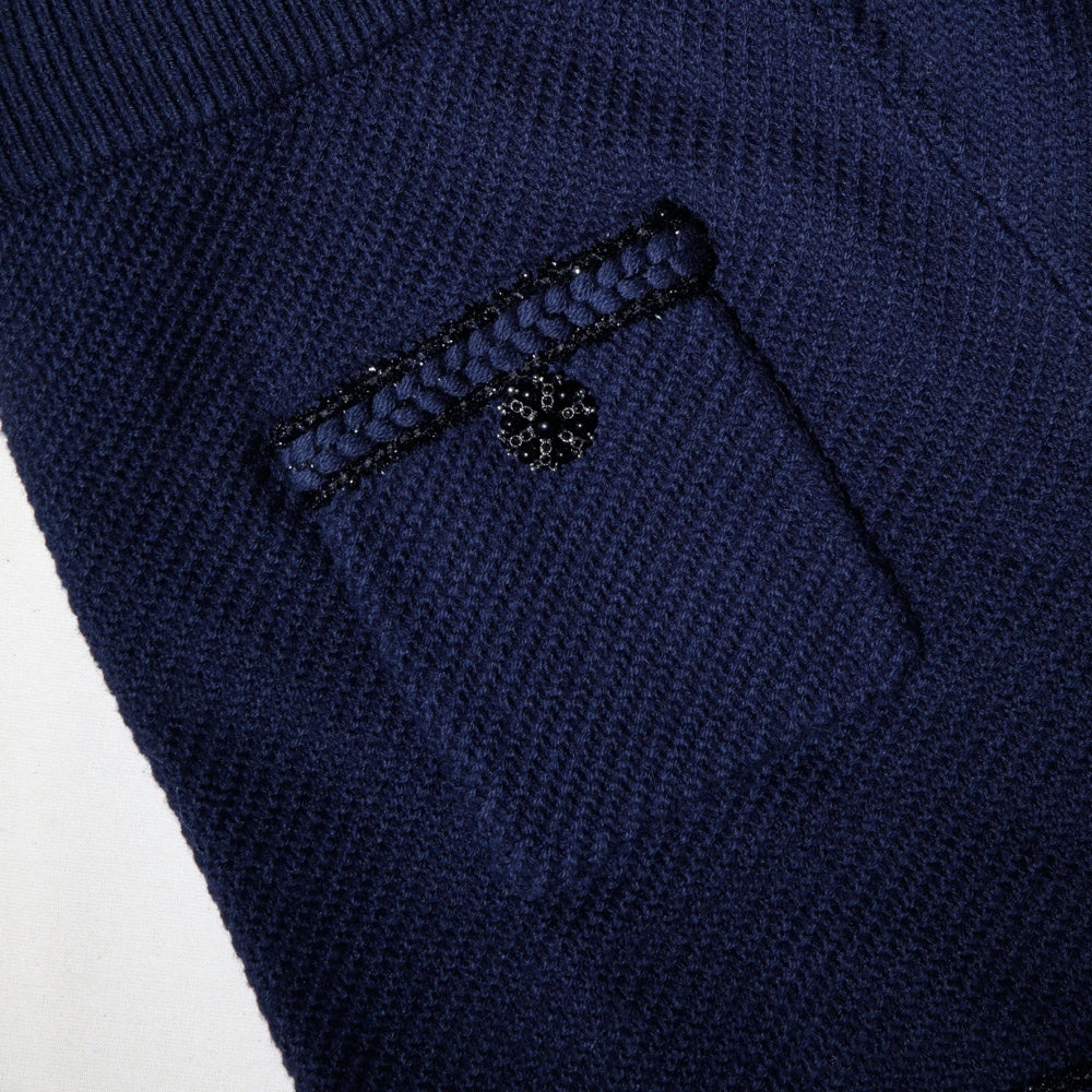 Navy Knit Shorts - 5