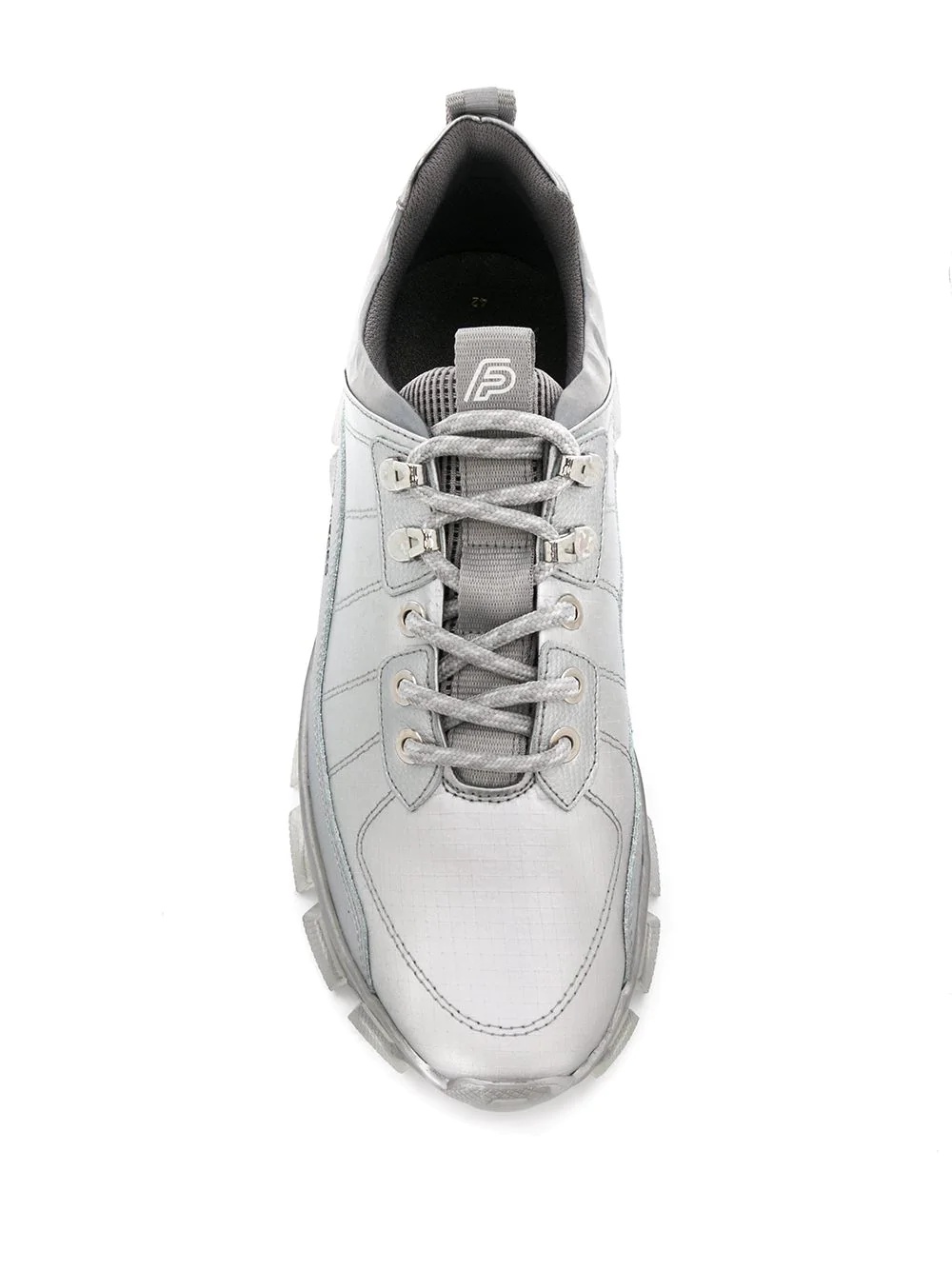 metallic lace-up trainers - 4