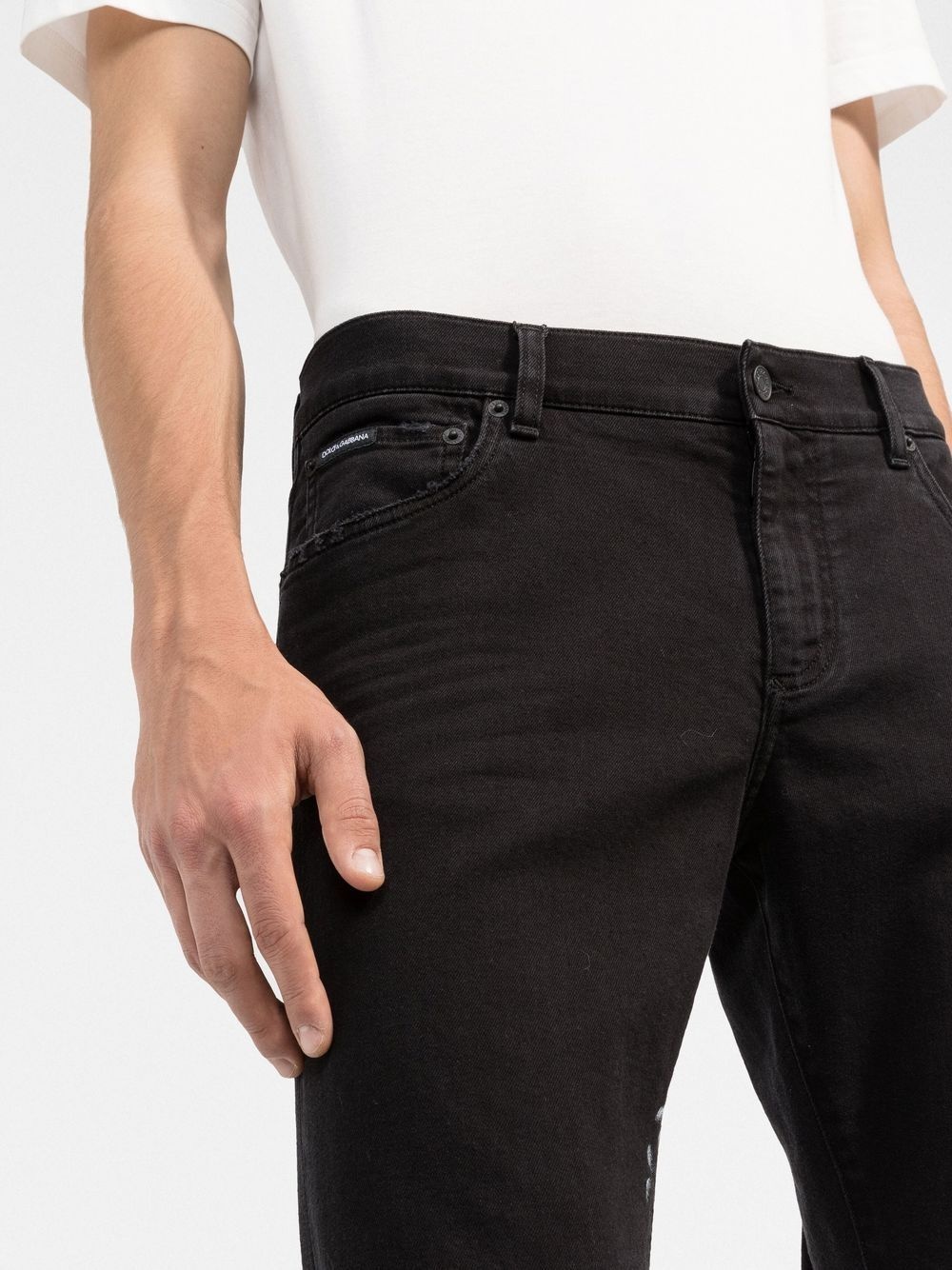 brushstroke-print slim-fit jeans - 5