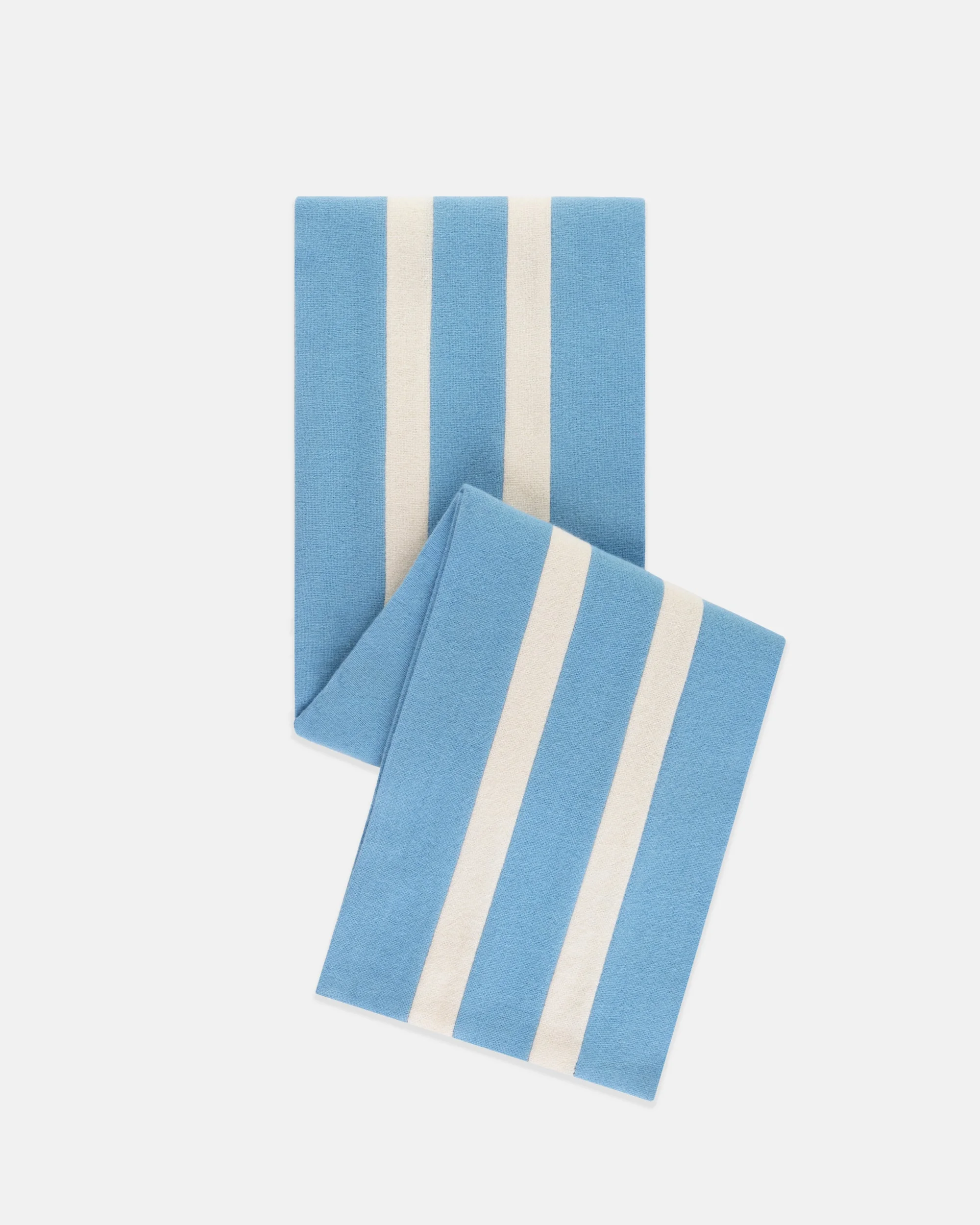 MADE-IN-ENGLAND LIGHT BLUE & WHITE WOOL SCHOOLBOY MUFFLER - 1